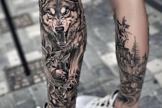 create a tattoo design for leg sleeve