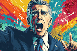 draw funny and exaggerated political portraits in cartoon