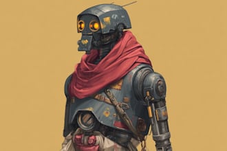 create a unique futuristic robot character illustration
