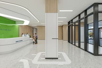 renovate hospital building,lobby reception hall,interior healthcare architecture