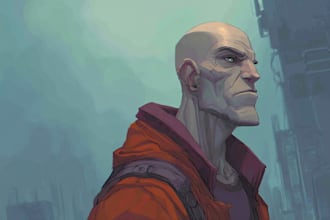 create 2d sci fi cyberpunk nfts, robot characters cyborg nft