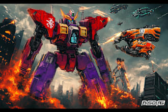 create retro mecha or scifi gundam art