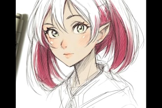 draw anime sketch colored