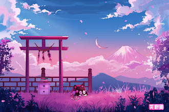 draw vtuber background art illustration in anime style