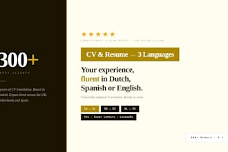 translate your CV or resume between english, dutch, and spanish professionally