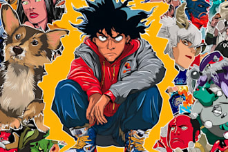 draw a retro 80s 90s anime illustration