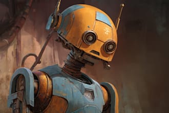 design cute and fun robot character illustrations