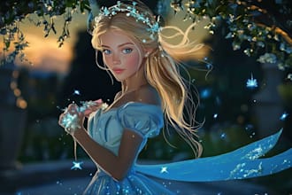 create a disney style portrait with magical fairy tale vibes