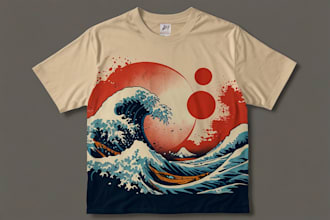 illustrate a japanese t shirt illustration