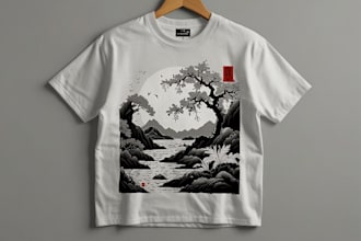 create a japanese t shirt illustration