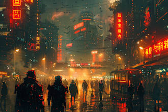 make a illustration of futuristic cyberpunk city