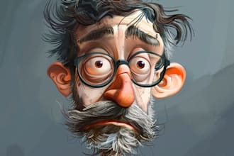 draw funny cartoon character, caricature, portrait