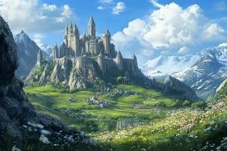 draw fantasy background and landscape