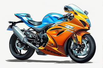 draw cartoon motorcycle illustration from your image