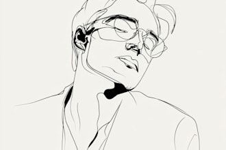 draw one line art and minimalist line art portrait in vector