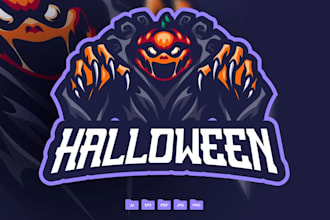 design attractive pumpking, halloween logo