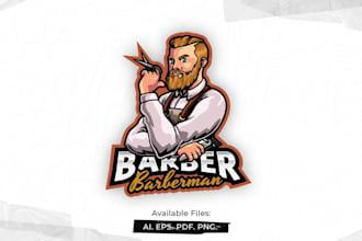 do modern wonderful creative super salon, barber logo