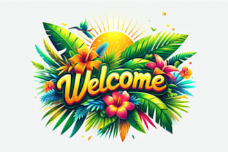 design eye catchy vibrant tropical logo in 12 hours