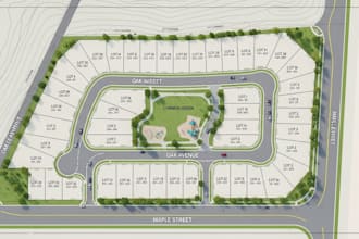 do rendering of subdivision design, plat map and residential map