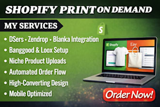build shopify print on demand using dsers blanka zendrop loox banggood doba