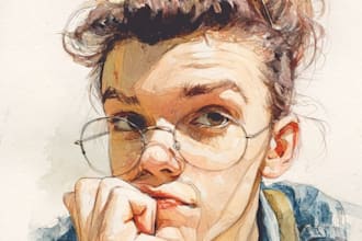 paint watercolor illustration and watercolor portrait
