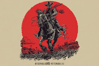 draw vintage western for logo and t shirt