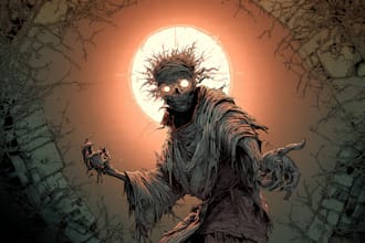 do custom hand drawn dark art horror and metal illustration