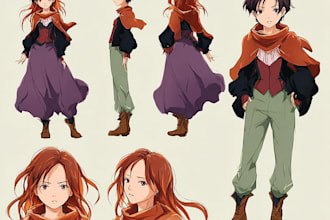 create original anime character sheet or reference for