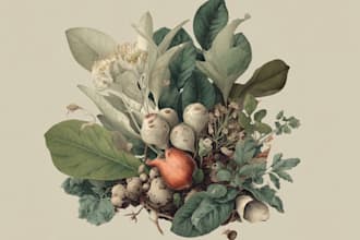 do a botanical watercolor illustration, floral drawing