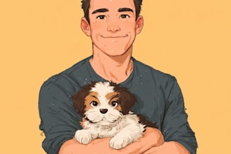 draw your pet dog cat cute cartoon illustration
