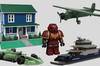 model detailed lego 3d models moc car bike house with PDF instructions XML parts