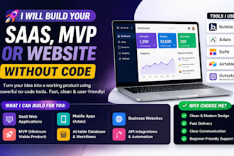 build adalo bubble io softr saas outseta airtable developer mvp website mobile