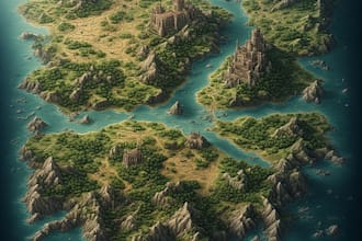 create a high quality detailed fantasy map for dnd and fiction