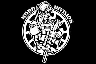 do vintage, skull, military patch, sticker, hipster badge logo design for you