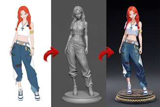 convert 2d to 3d anime model, miniatures tabletop character models for printing