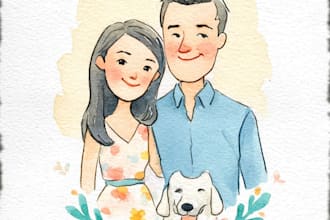 draw a amazing watercolor couple portraits