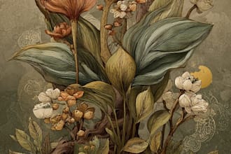 illustrate a fantastic botanical plants fruits illustration