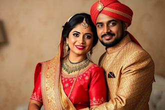 paint a romantic couple portrait in unique style