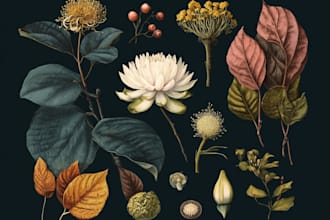 design hand drawn botanical logo using photoshop