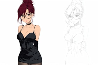 draw anime sketch colored