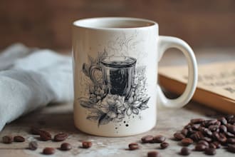 paint a trendy custom coffee mug design for you
