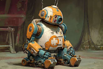 create a unique futuristic robot character art