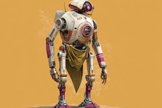 create stunning futuristic robot character art