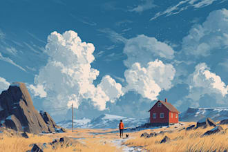 draw a watercolor landscape illustration