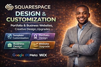 do squarespace template customazation portifolo design, business website design