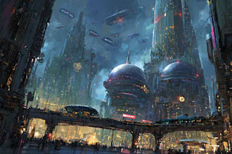 craft dystopian cyberpunk city illustrations