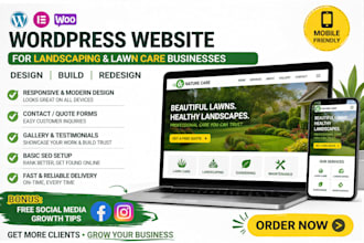 design wordpress website for landscaping and lawn care with local SEO