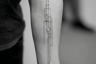 an artistic line art or minimalist tattoo art