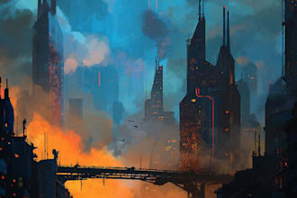 design a futuristic cyberpunk cityscape for your project