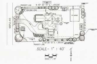 draw site plan, plot plan of your property for city permit approval in autocad